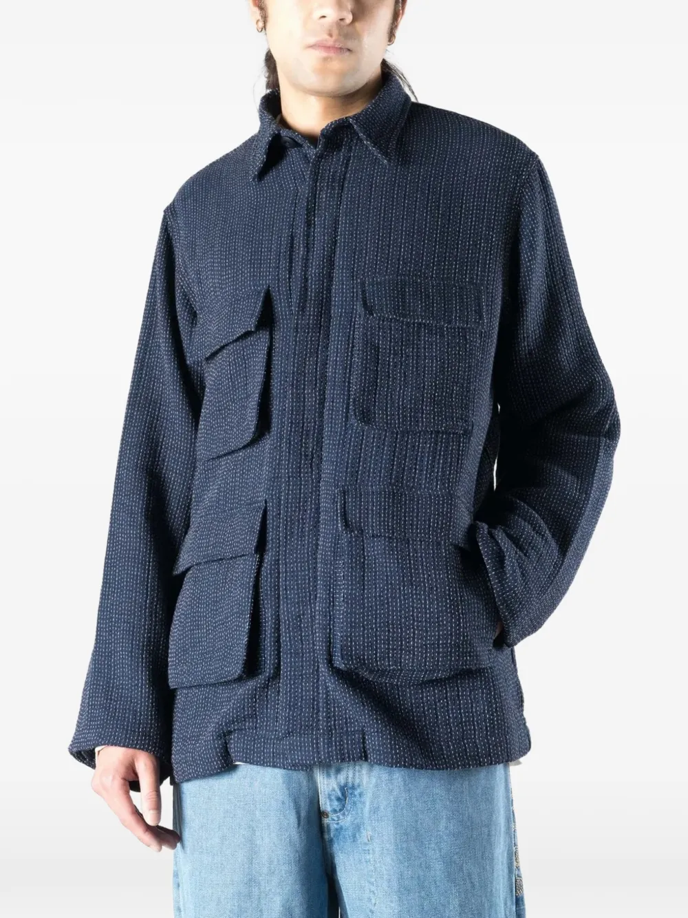 Maharishi Overhemd met opgestikte zak Blauw