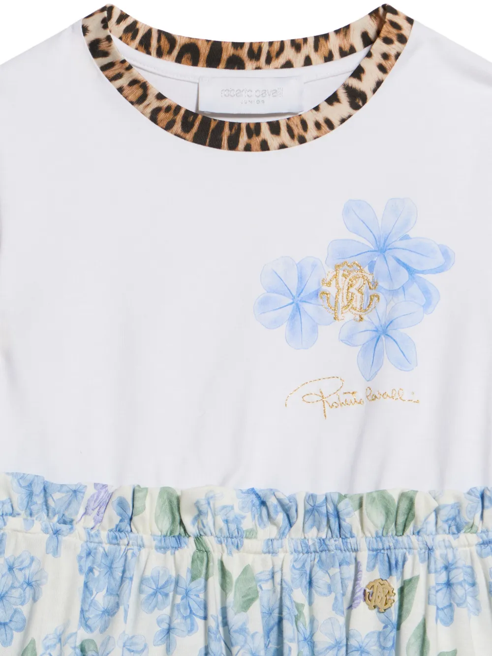 Roberto Cavalli Junior Jurk met luipaardprint Wit