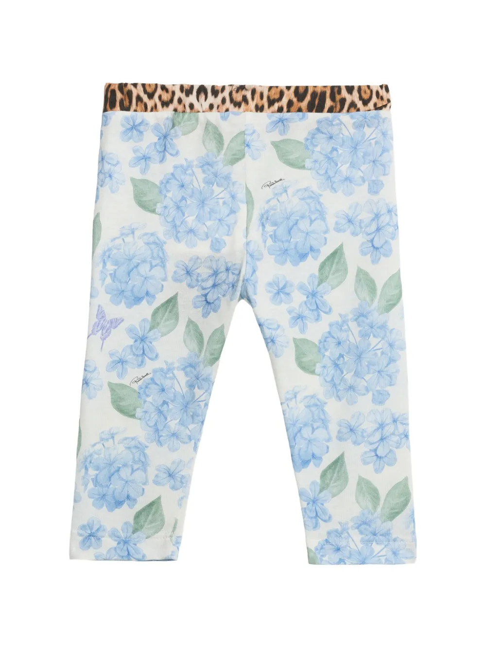 Roberto Cavalli Junior Broek met luipaardprint en bloemenprint Blauw