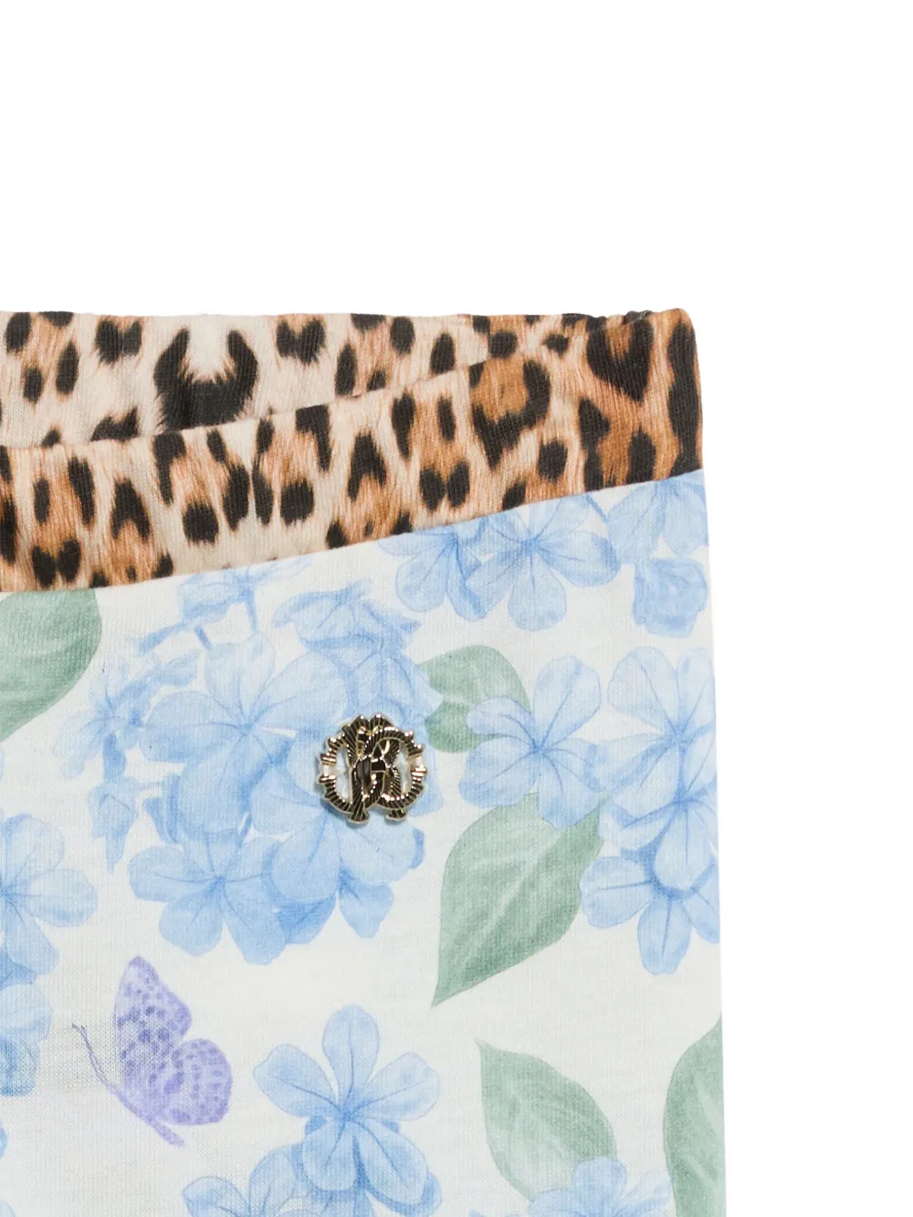 Roberto Cavalli Junior Broek met luipaardprint en bloemenprint Blauw