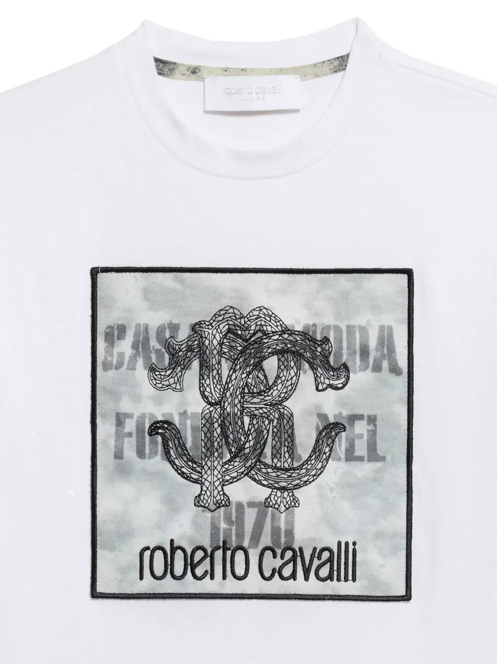 Roberto Cavalli Junior T-shirt met logopatch Wit