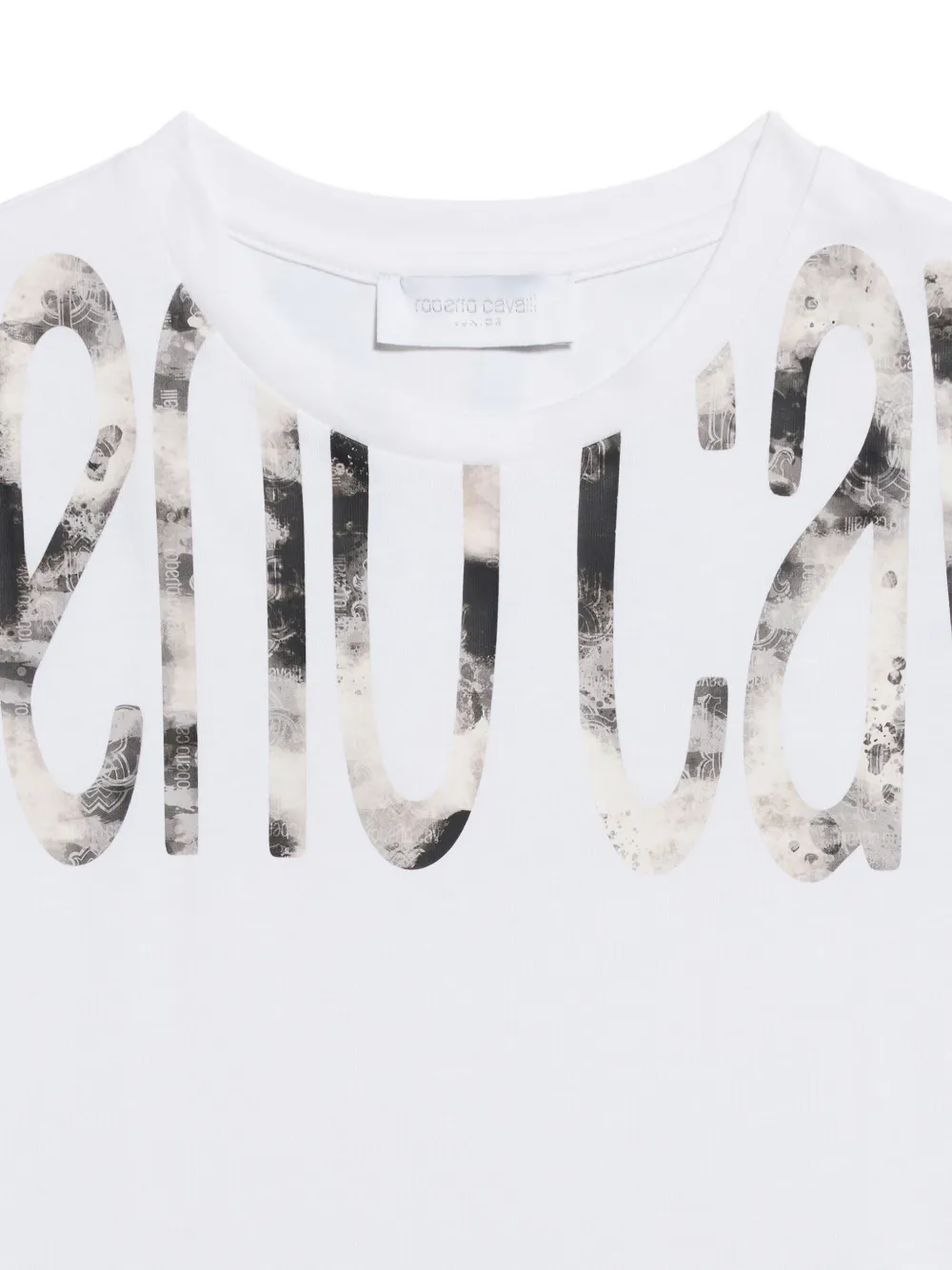 Roberto Cavalli Junior Katoenen T-shirt met logoprint Wit
