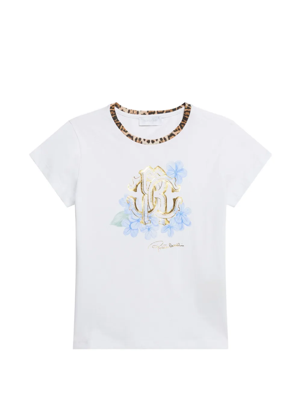 Roberto Cavalli Junior floral-logo T-shirt - Bianco