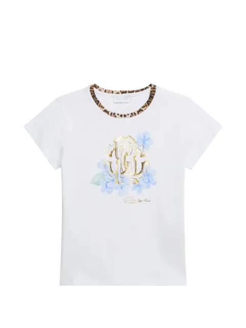 Roberto Cavalli Junior floral-logo T-shirt