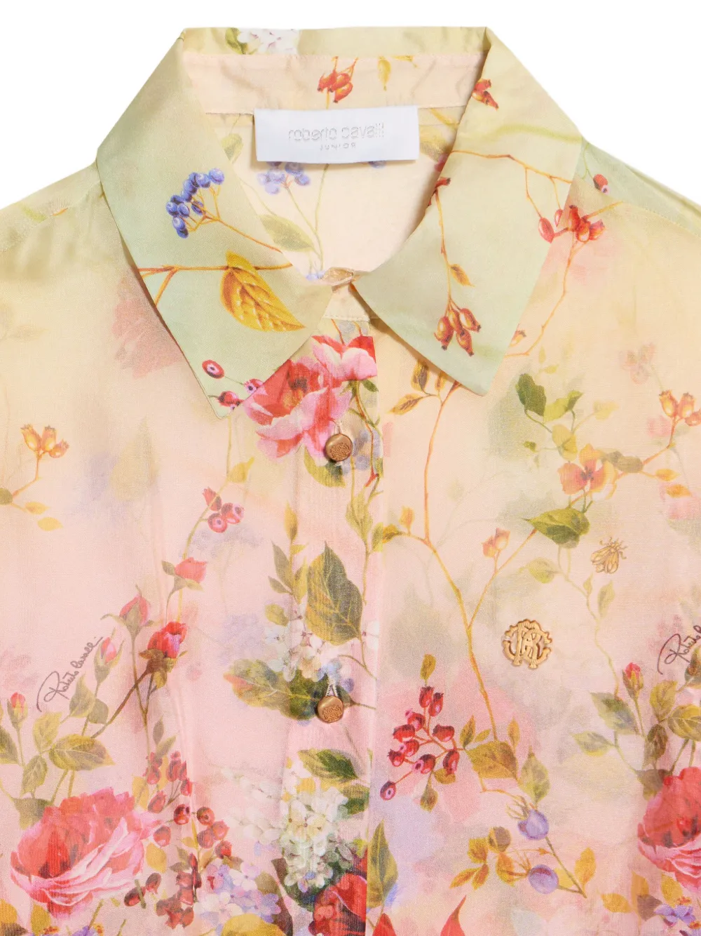 Roberto Cavalli Junior Miami overhemd met bloemenprint Roze
