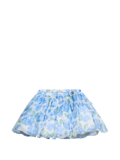 Roberto Cavalli Junior plumago-print ruffled skirt