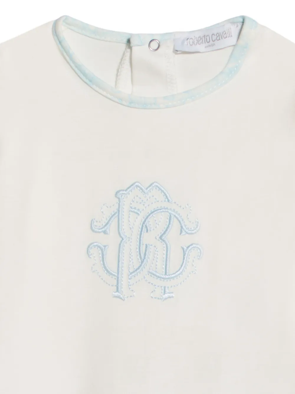 Roberto Cavalli Junior Romper met zebraprint en monogram Beige
