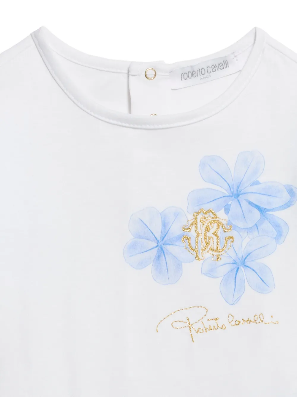 Roberto Cavalli Junior T-shirt met pofmouwen Wit