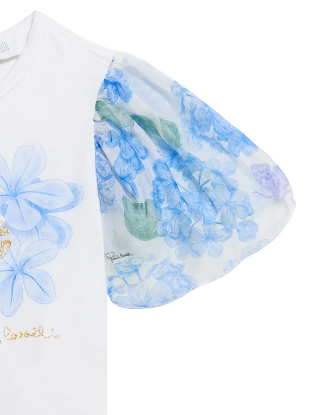Roberto Cavalli Junior T-shirt met pofmouwen Wit