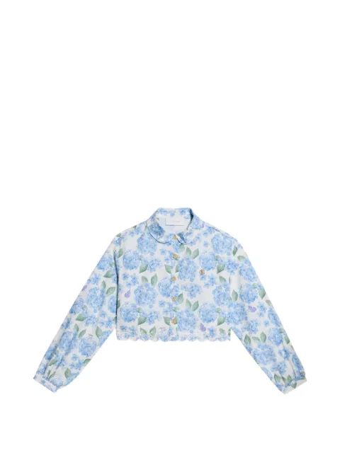 Roberto Cavalli Junior Plumago-print cotton shirt