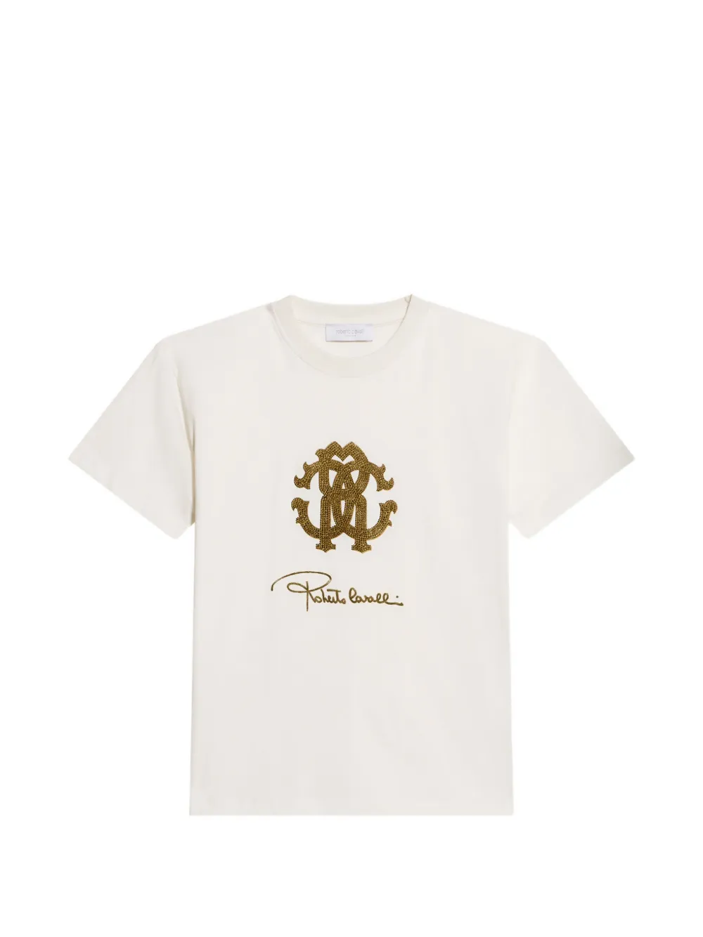 Roberto Cavalli Junior logo-print rhinestone-embellished T-shirt - Rosa