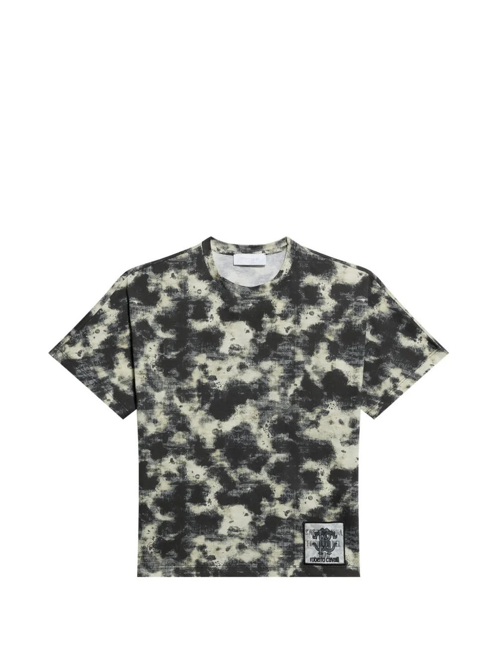 Roberto Cavalli Junior tie-dye logo-patch T-shirt - Nero