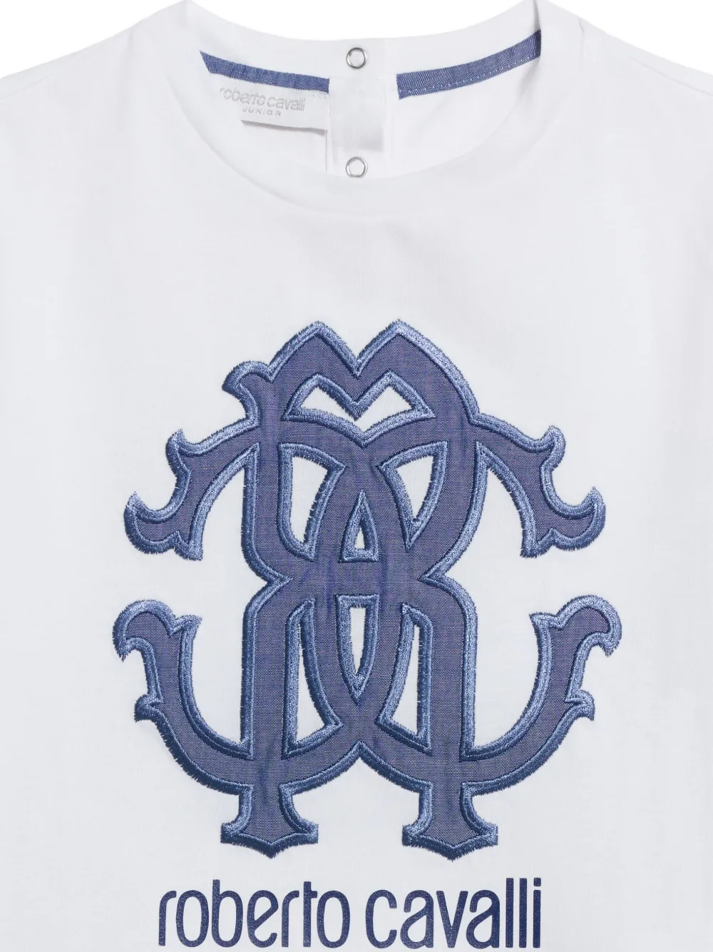 Roberto Cavalli Junior T-shirt met geborduurd logo Wit