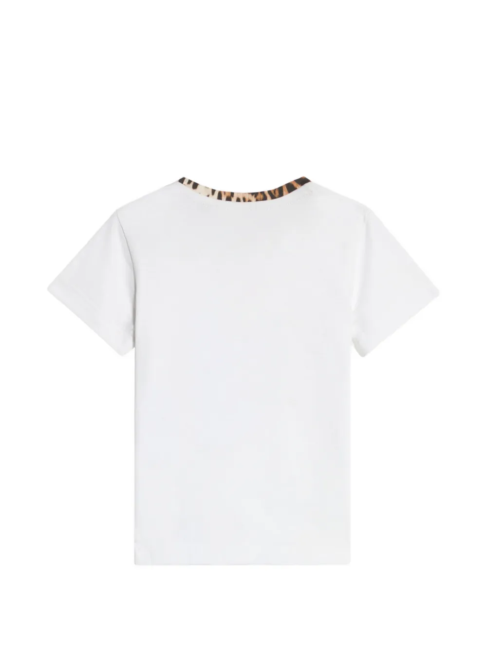 Roberto Cavalli Junior T-shirt met geborduurd logo en luipaardprint Wit
