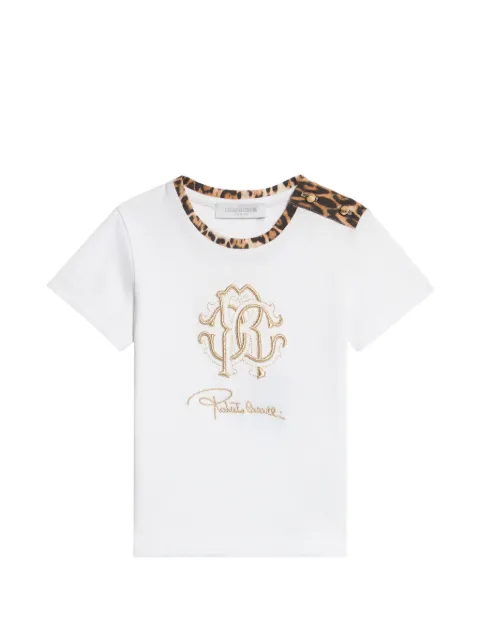 Roberto Cavalli Junior leopard-print logo-embroidered T-shirt