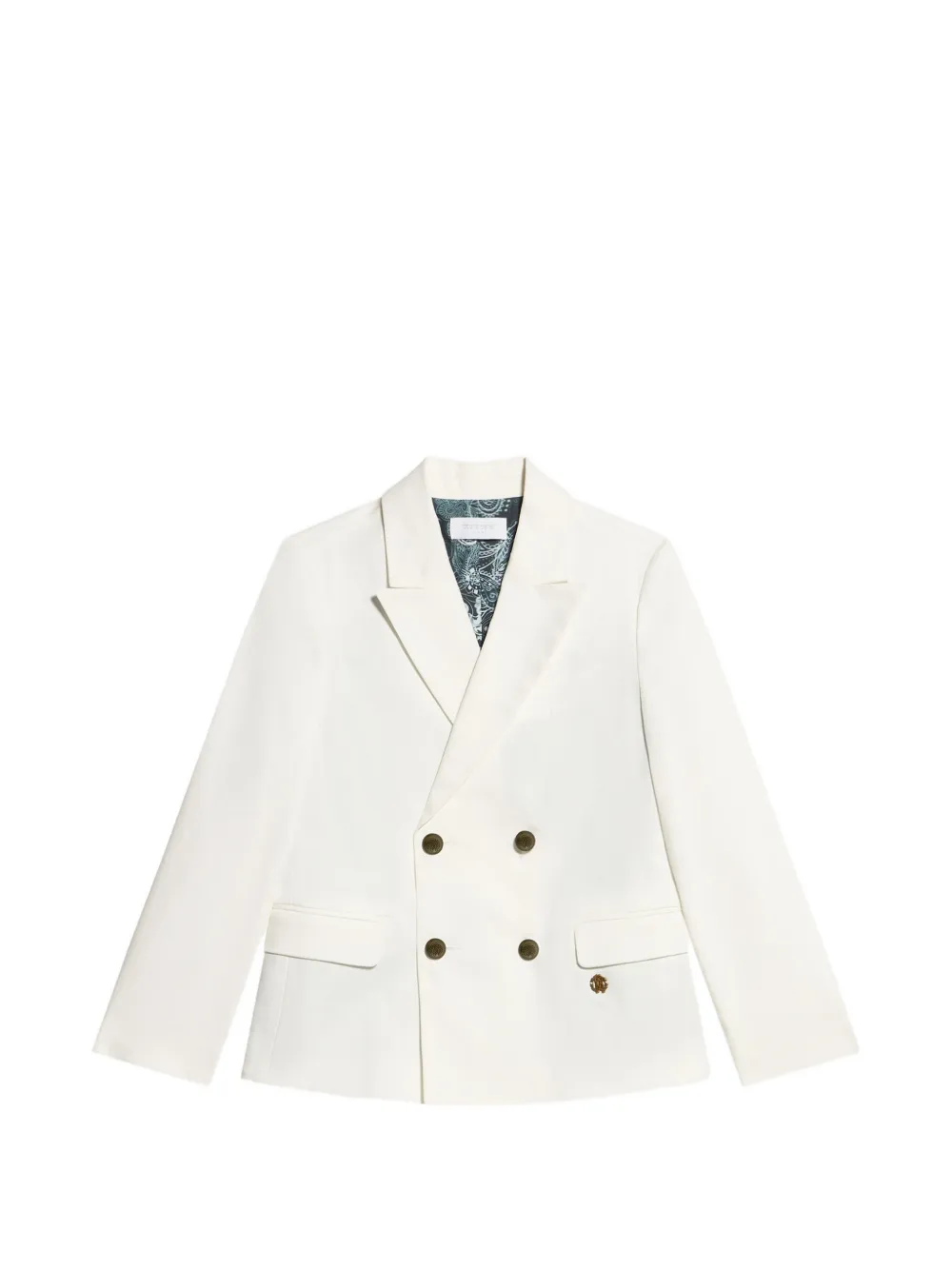 Roberto Cavalli Junior double-breasted logo-plaque jacket - Weiß