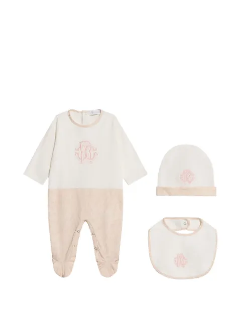 Roberto Cavalli Junior set de mameluco con monograma y estampado de cebra