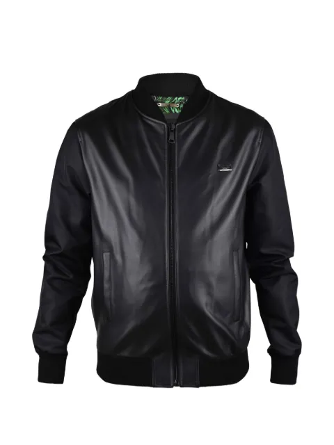 Philipp Plein logo-plaque leather bomber jacket