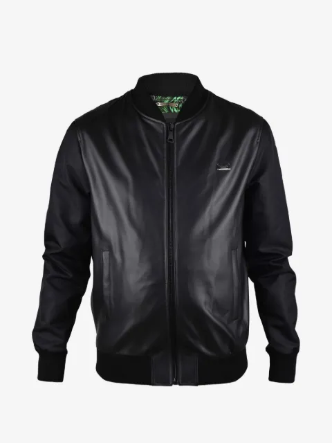 Philipp Plein logo-plaque leather bomber jacket