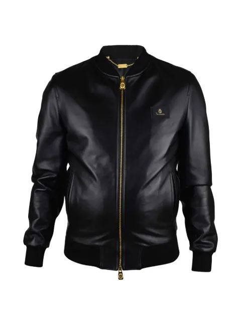 Billionaire logo-patch leather jacket