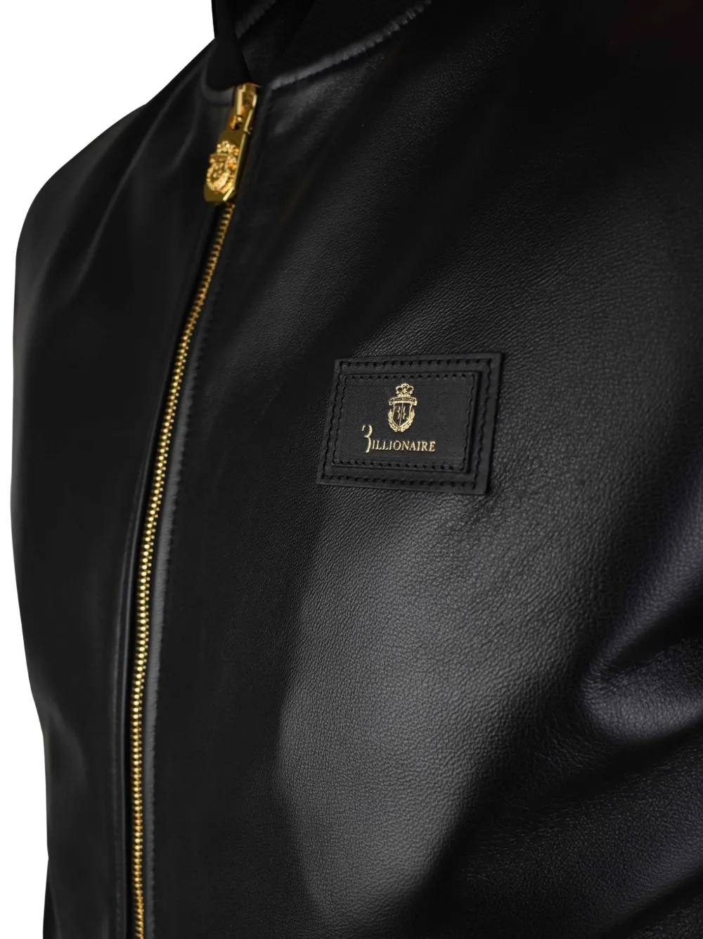 Billionaire Leren jack met logopatch Zwart
