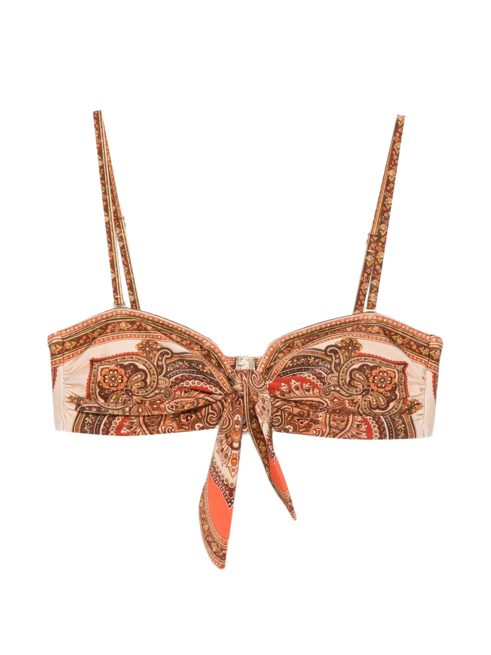 ZIMMERMANN paisley-print knot-detail bikini top - Marrone