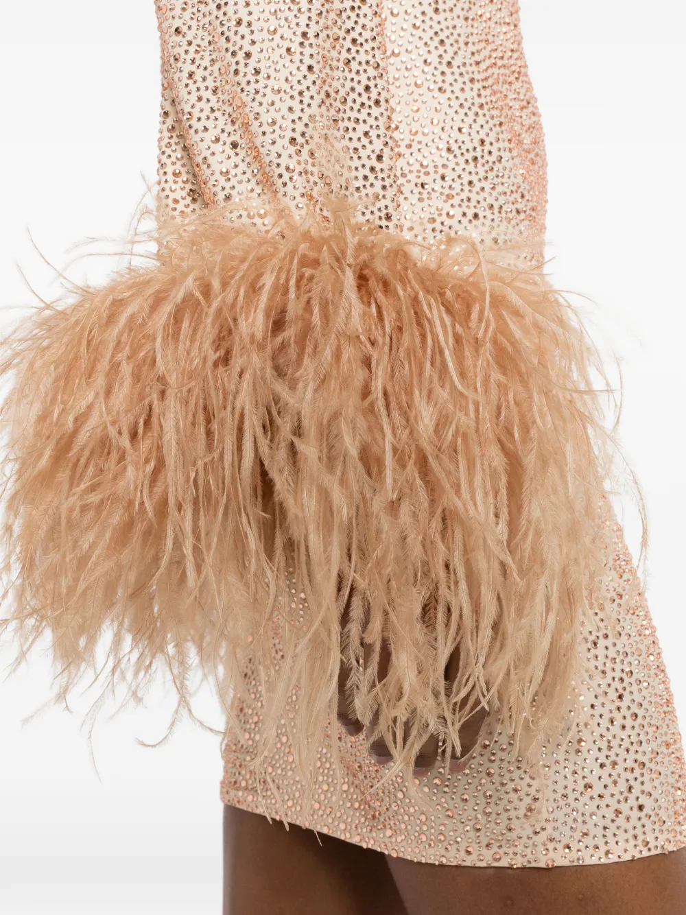 MIRON Mini-jurk met verfraaiing en V-hals Beige