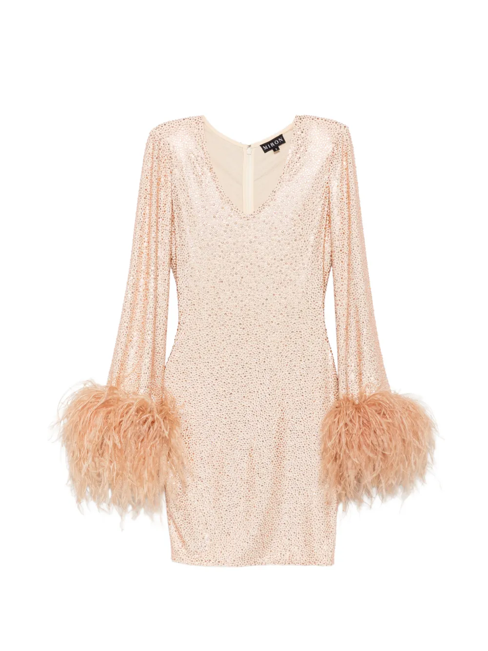 MIRON V-neck embellished mini dress - Toni neutri