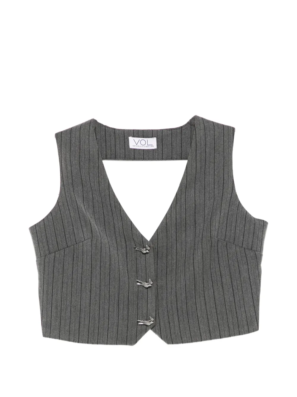 Vestiaire d'un Oiseau Libre open-back pinstriped vest - Grigio