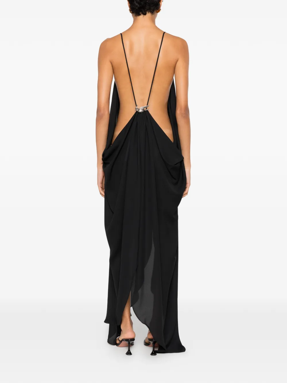 Vestiaire d'un Oiseau Libre Gedrapeerde jurk met open rug Zwart