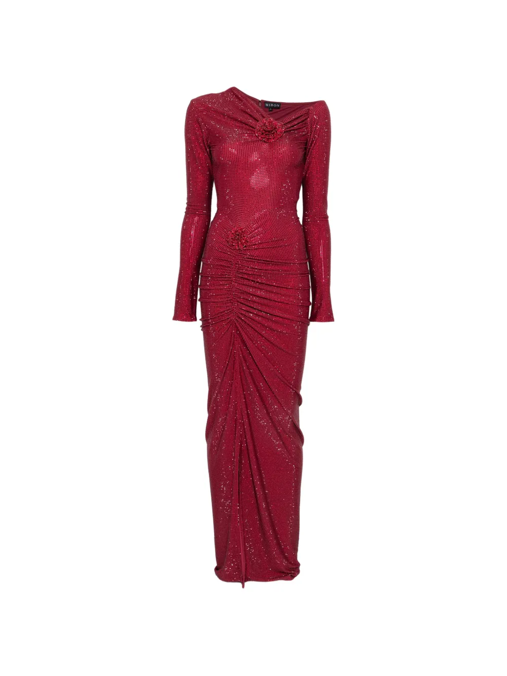 MIRON crystal-embellished flower-accent maxi dress - Red