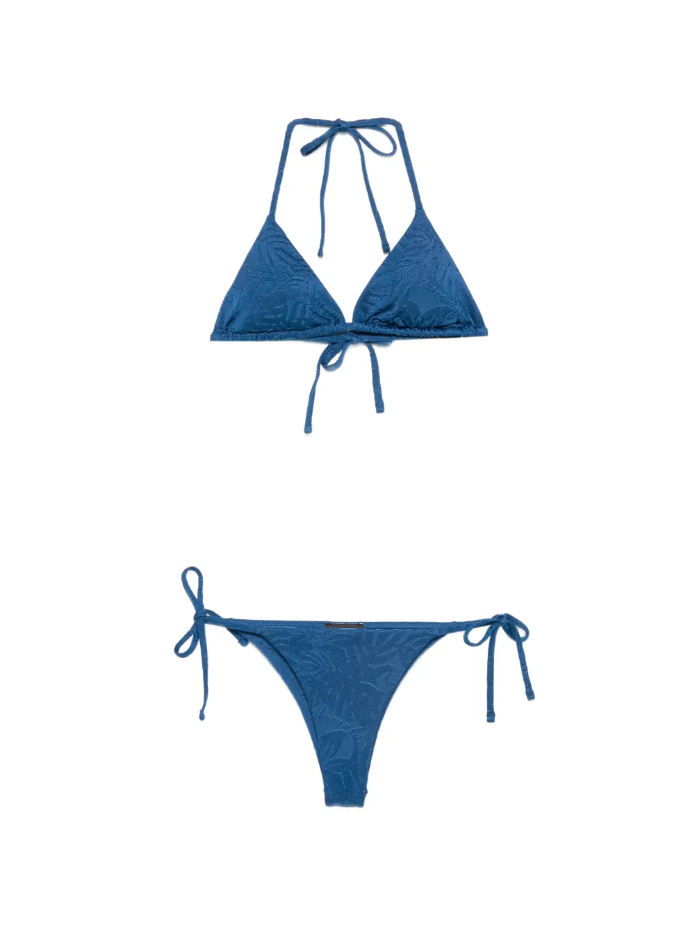 Emporio Armani floral-jacquard triangle bikini - Blu