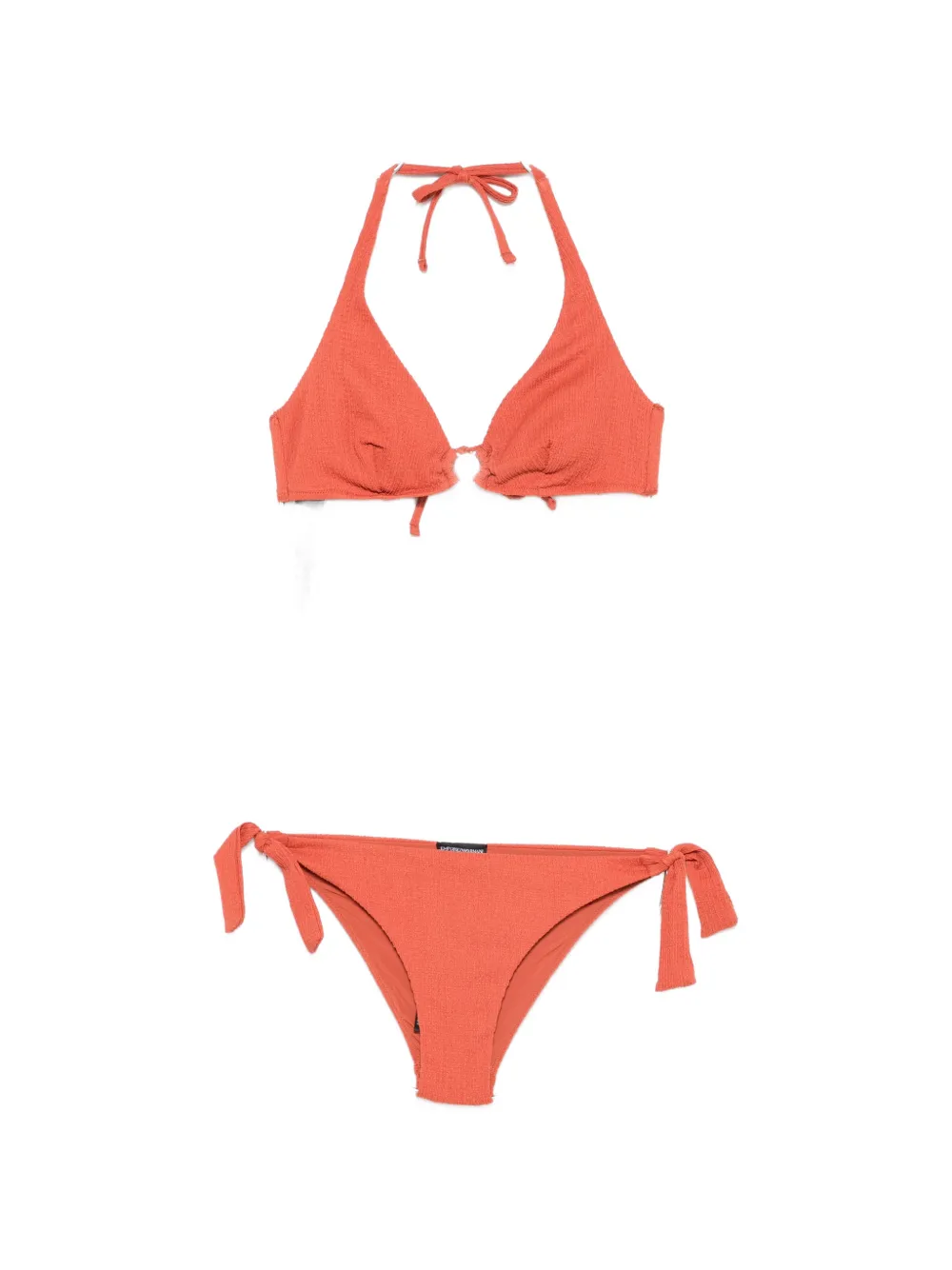 Emporio Armani halterneck crinkled bikini - Marrone
