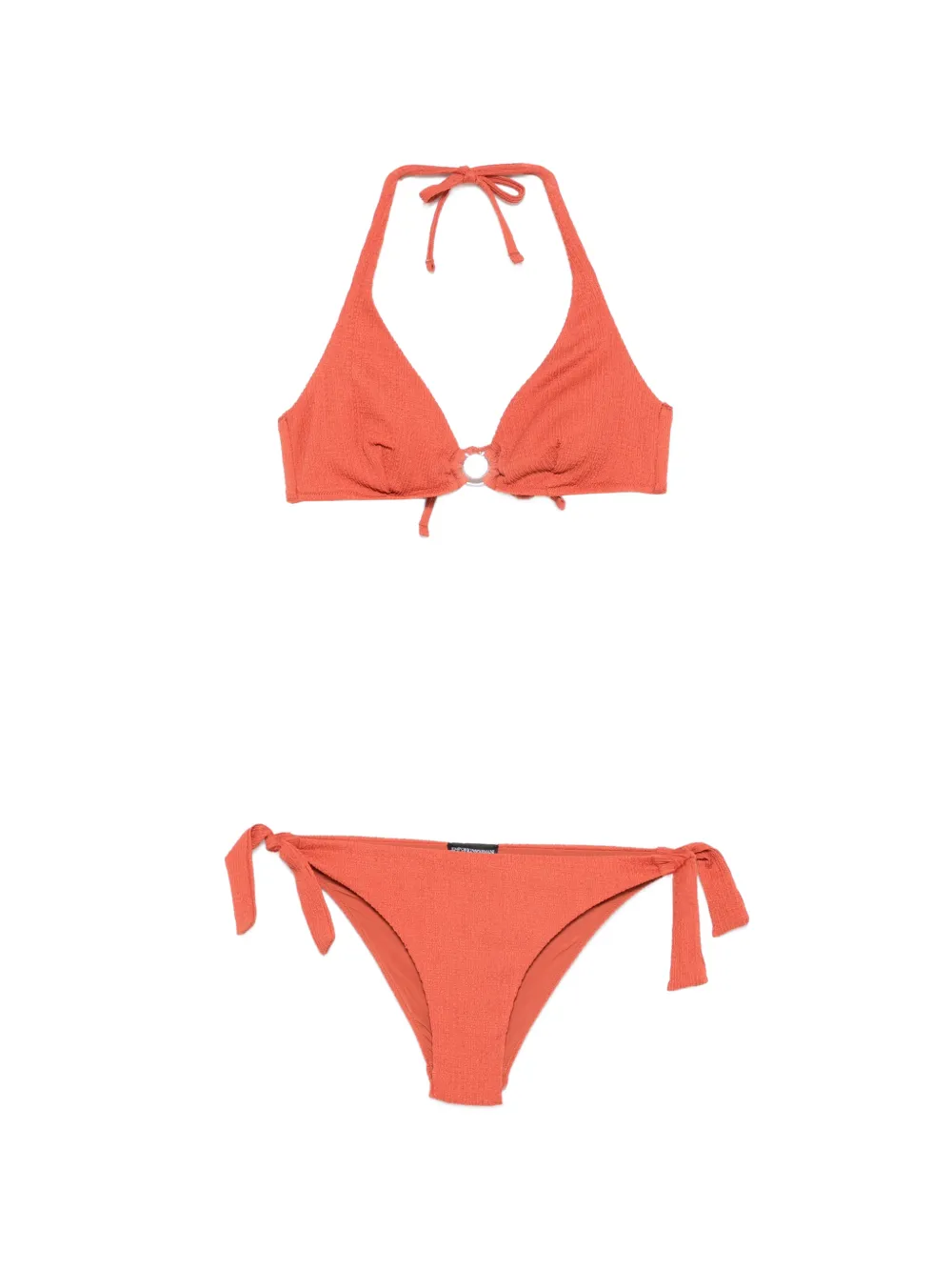 Emporio Armani halterneck crinkled bikini - Marrone