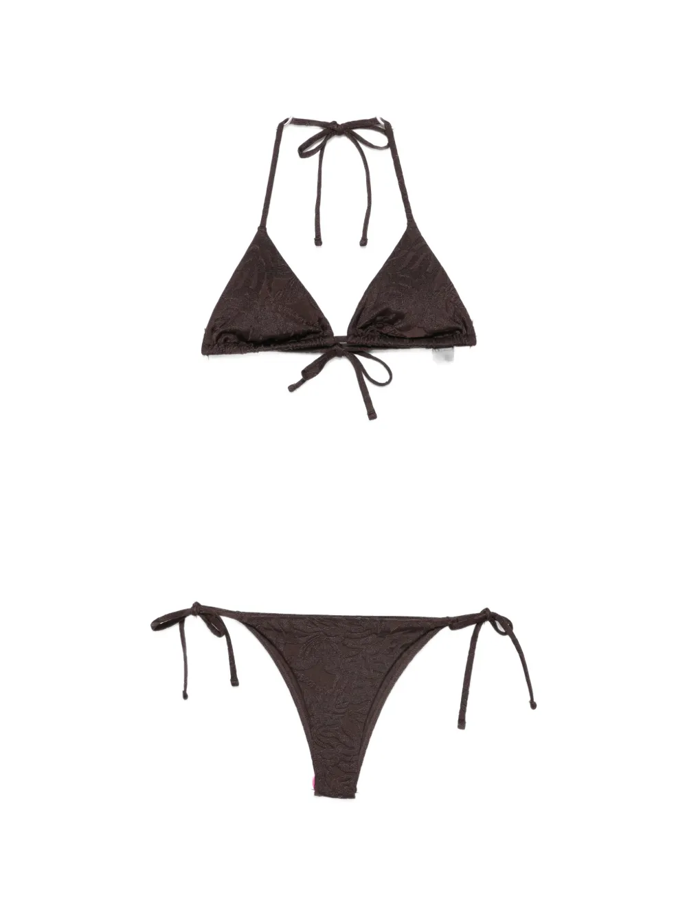 Emporio Armani floral-jacquard bikini - Braun