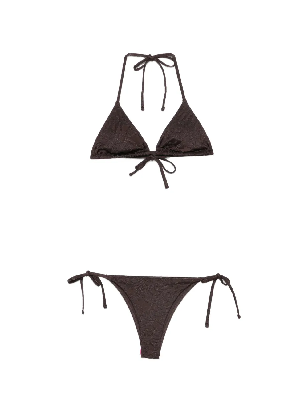 Emporio Armani floral-jacquard bikini - Marrone