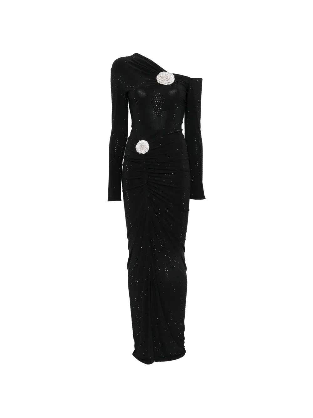 MIRON embellished floral-accent maxi dress - Schwarz