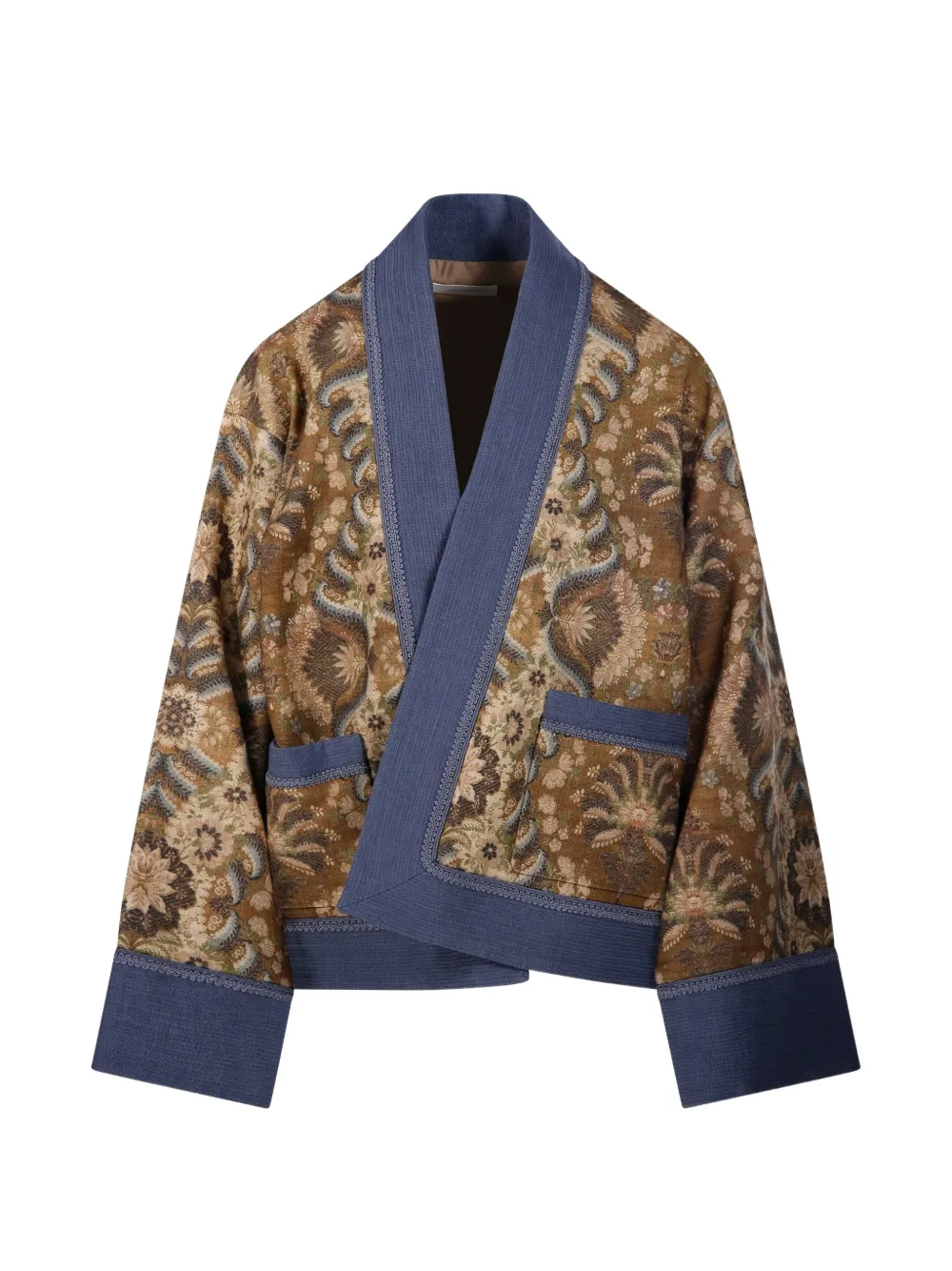 INTO THE EAST Palmette paisley-print kimono jacket - Marrone