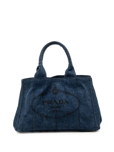 Prada Pre-Owned 2013-2026 Denim Canapa Logo satchel