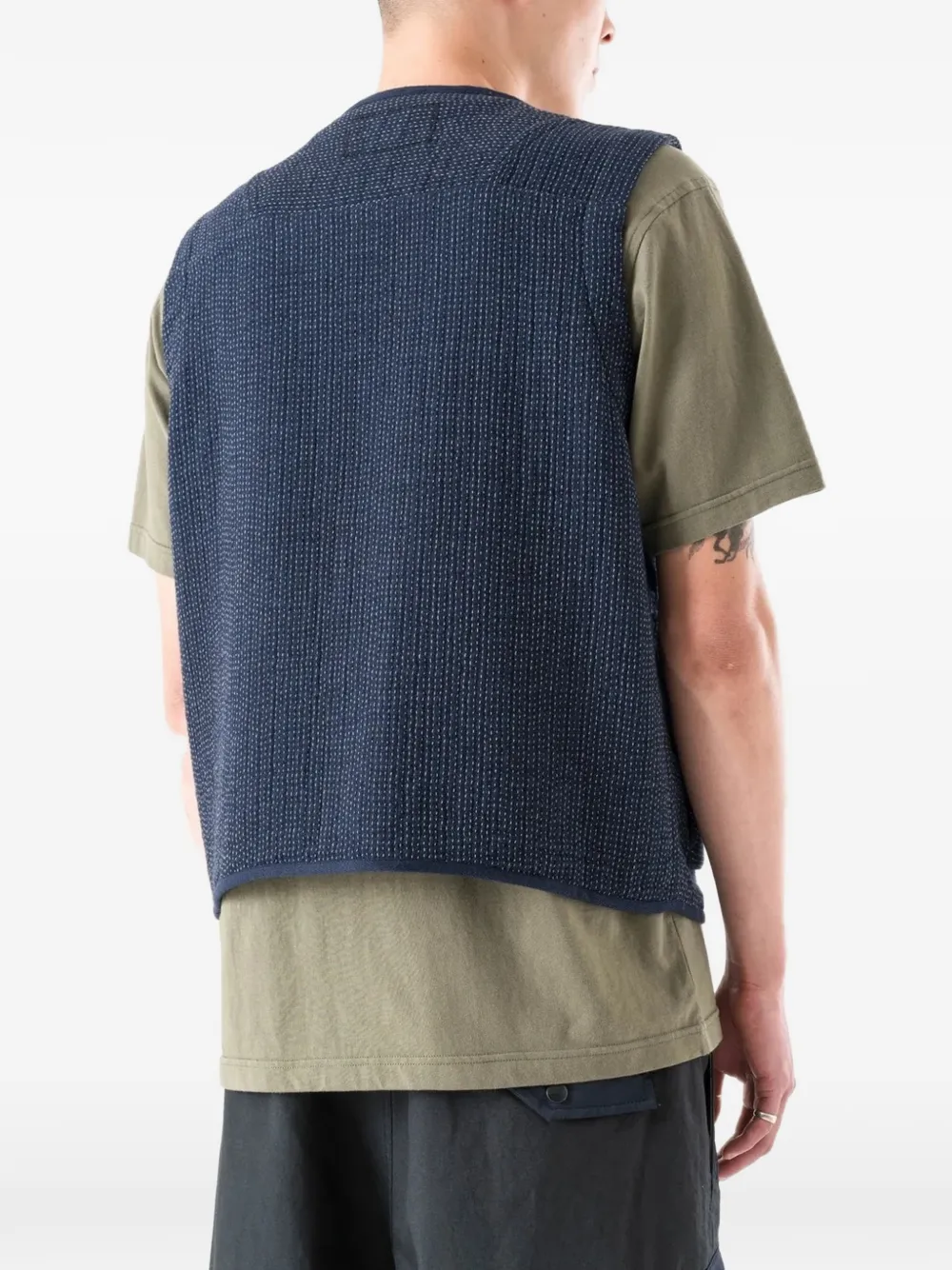 Maharishi Cargo gilet met Sashiko-stiksel Blauw