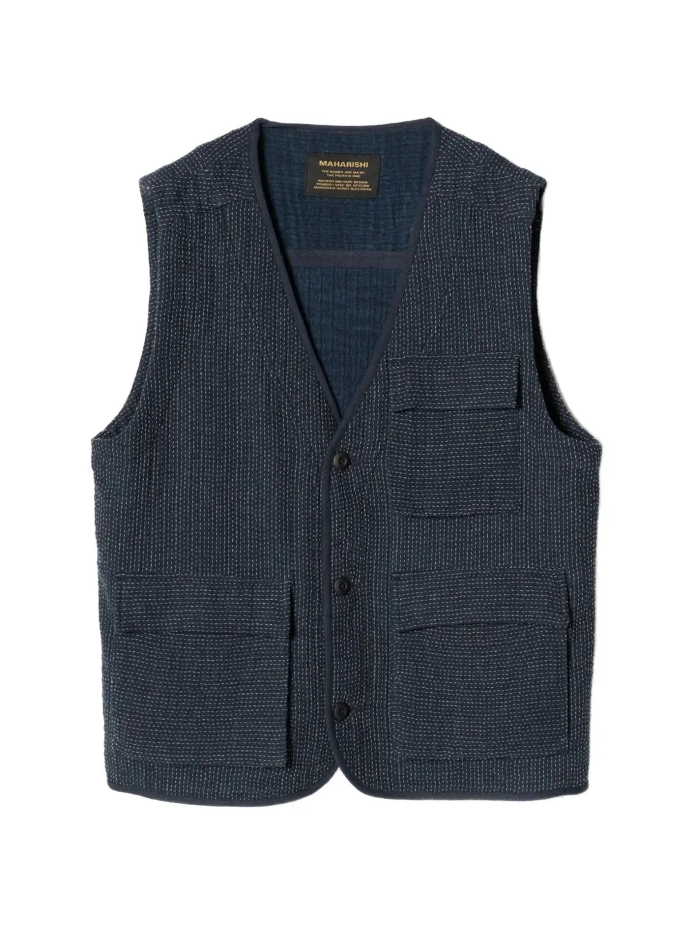 Maharishi sashiko-stitch utility vest - Blu