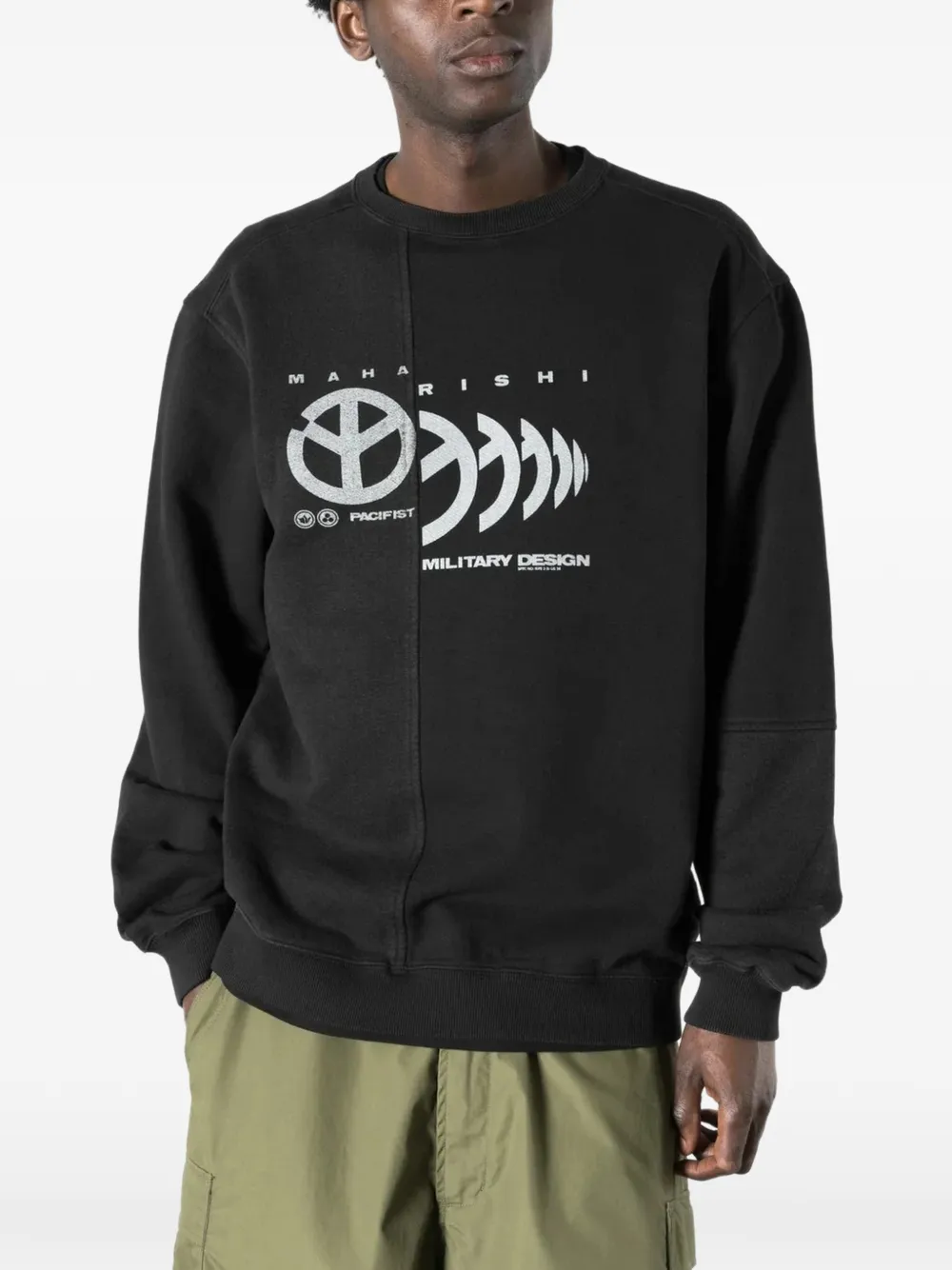 Maharishi Maha trui met vlakken en logoprint Zwart