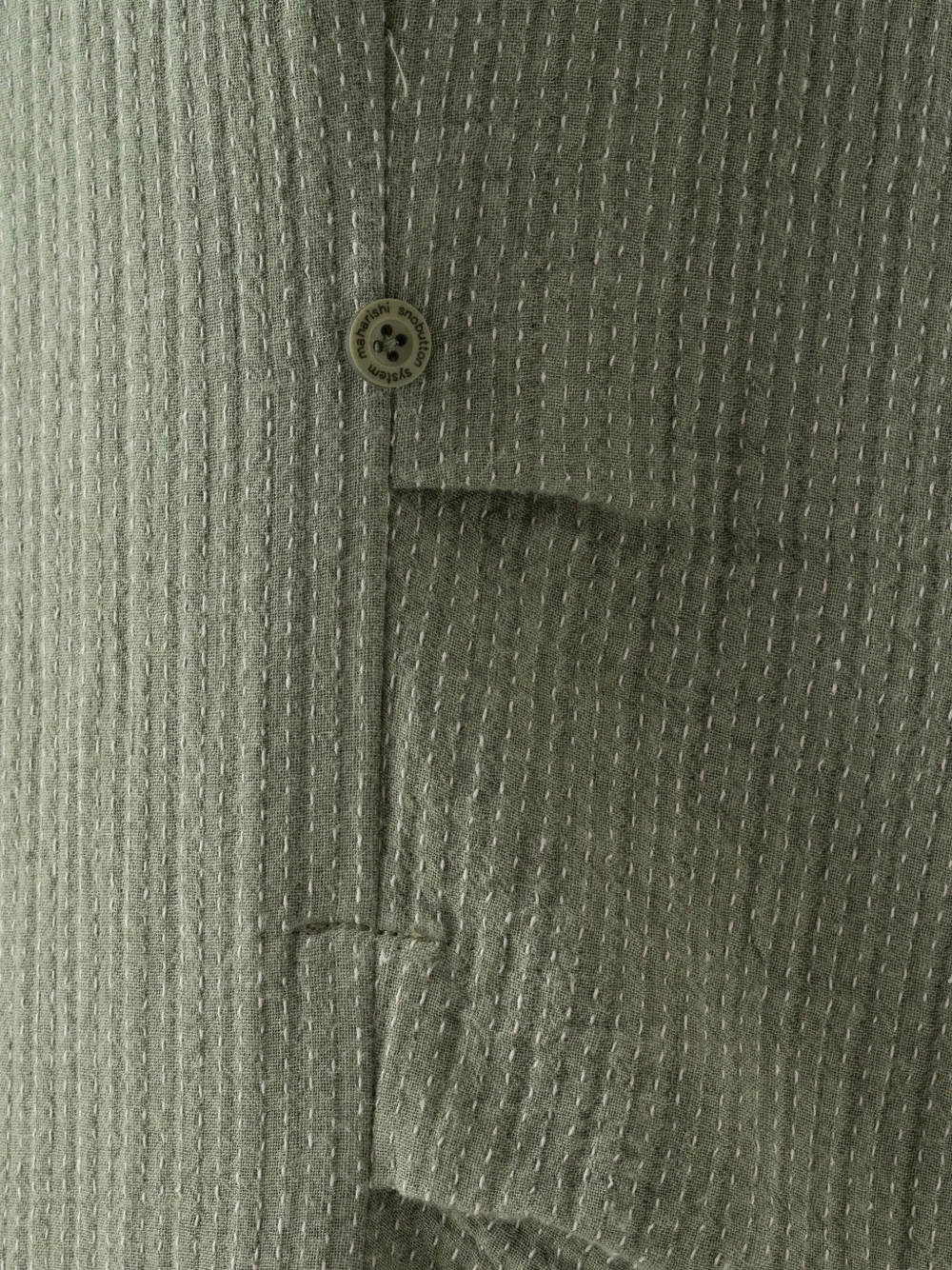 Maharishi Sashiko broek met wijde pijpen Groen