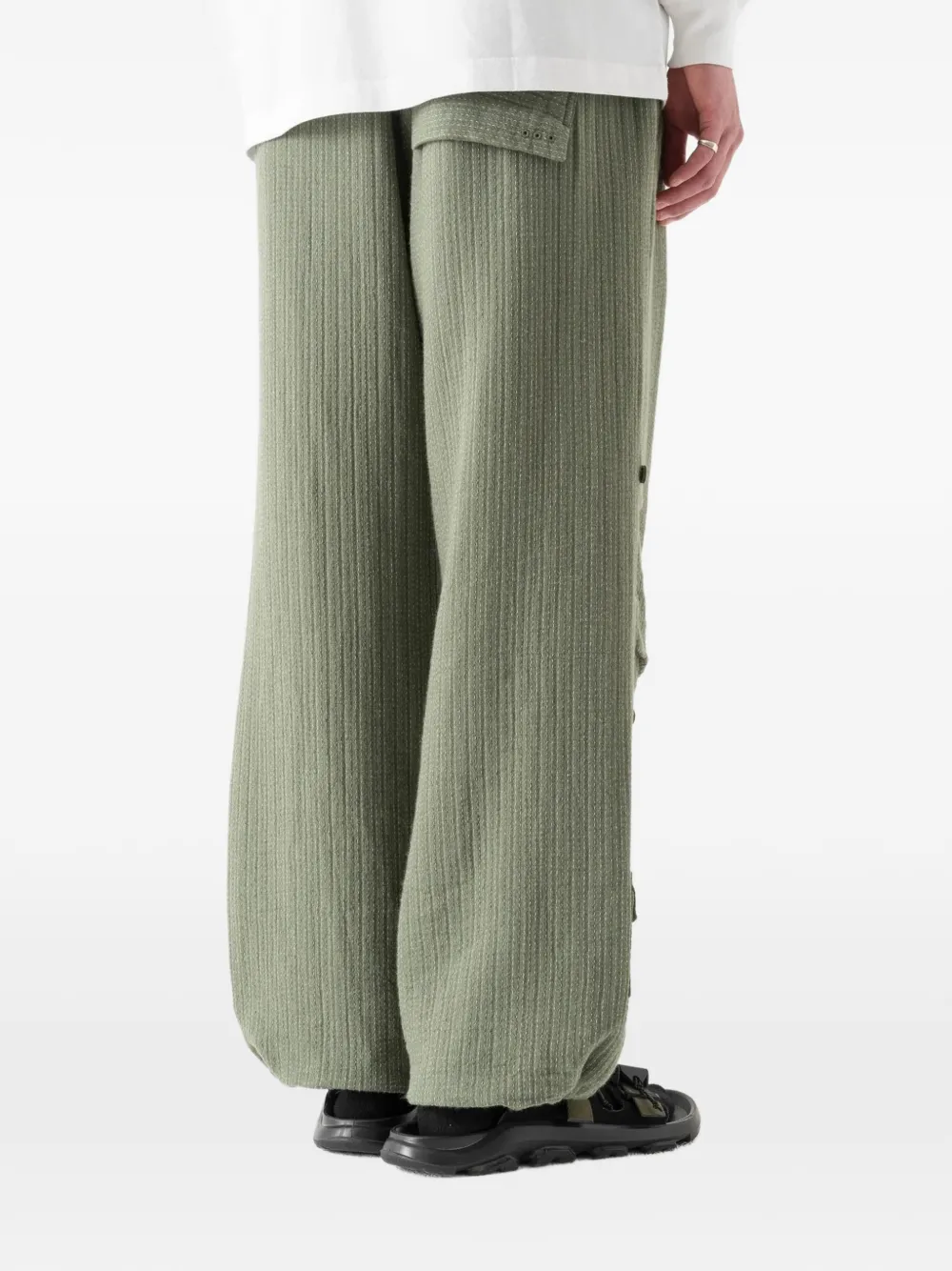 Maharishi Sashiko broek met wijde pijpen Groen