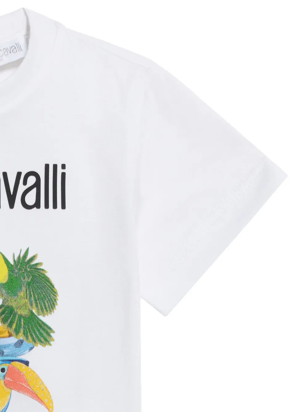 Roberto Cavalli Junior T-shirt met tropische print Wit