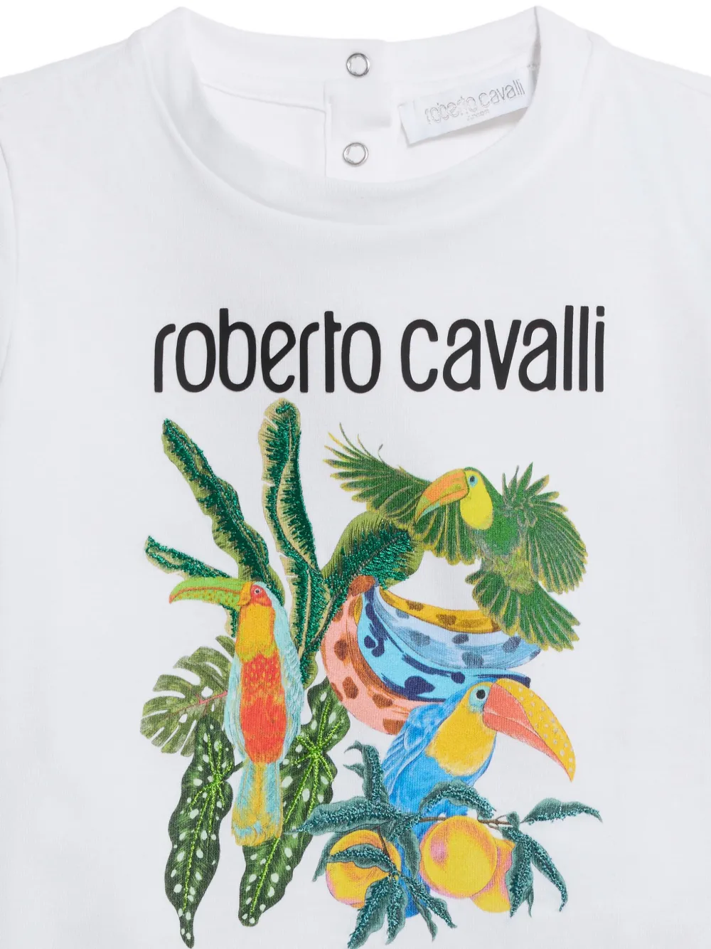 Roberto Cavalli Junior T-shirt met tropische print Wit