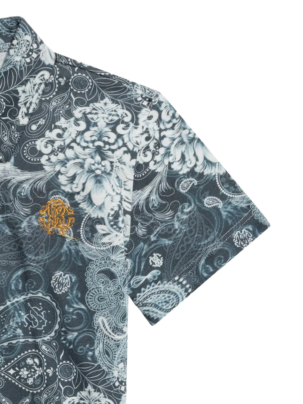 Roberto Cavalli Junior Poloshirt met paisley-print Blauw