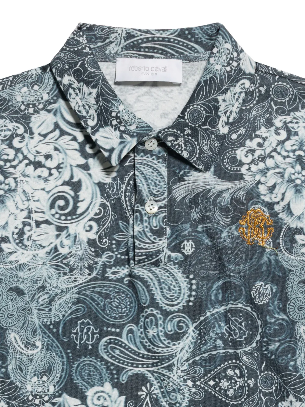 Roberto Cavalli Junior Poloshirt met paisley-print Blauw
