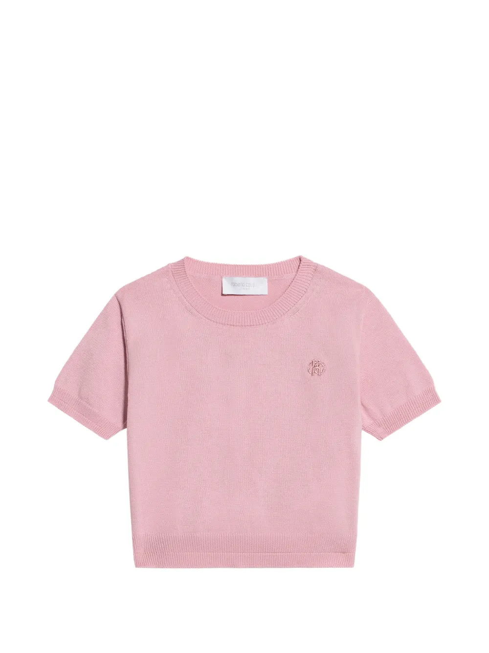 Roberto Cavalli Junior logo-embroidered short-sleeve sweater - Rosa