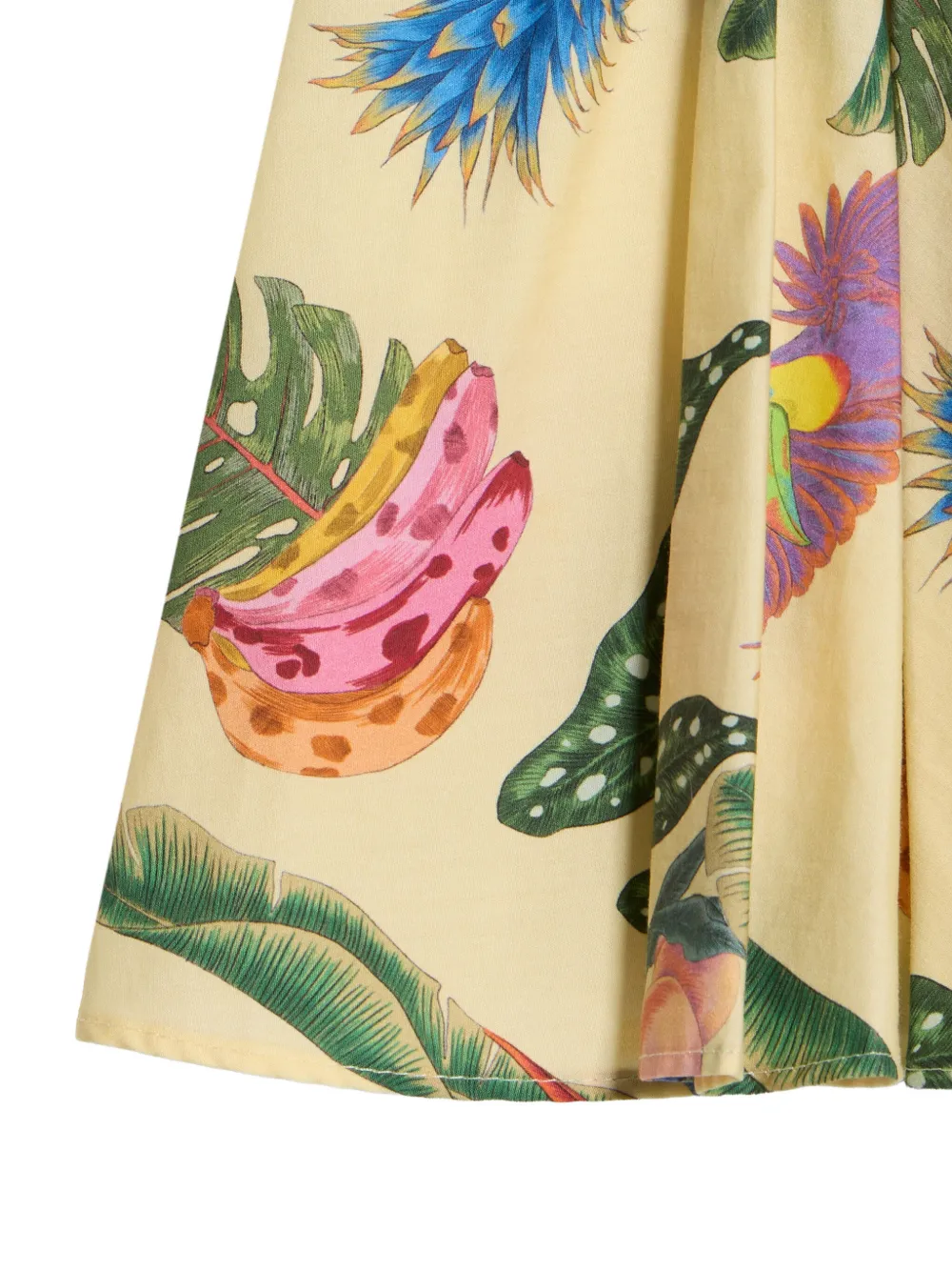 Roberto Cavalli Junior Gesmockte jurk met tropische print Beige